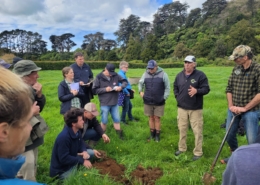 Steve Erickson, second from right, and group in pasture