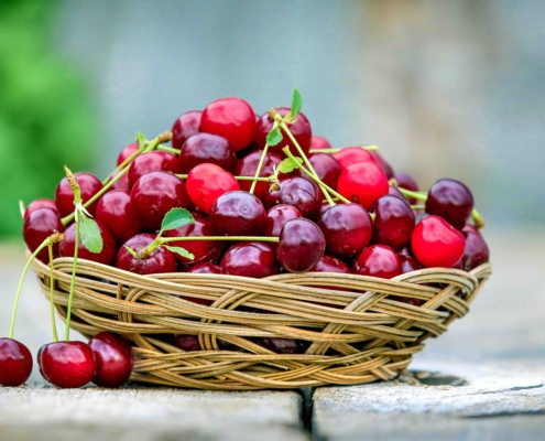 Basket of cherries