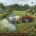 Illustration of tractor spraying pesticides in a paddock, with people, animals, bush, stream and wildlife next to it